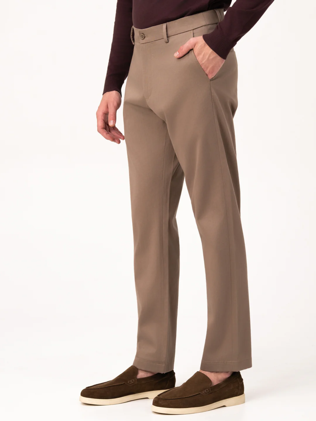 Terranova Khaki Relaxed Fit Stretch Chinos for Men - Image 8