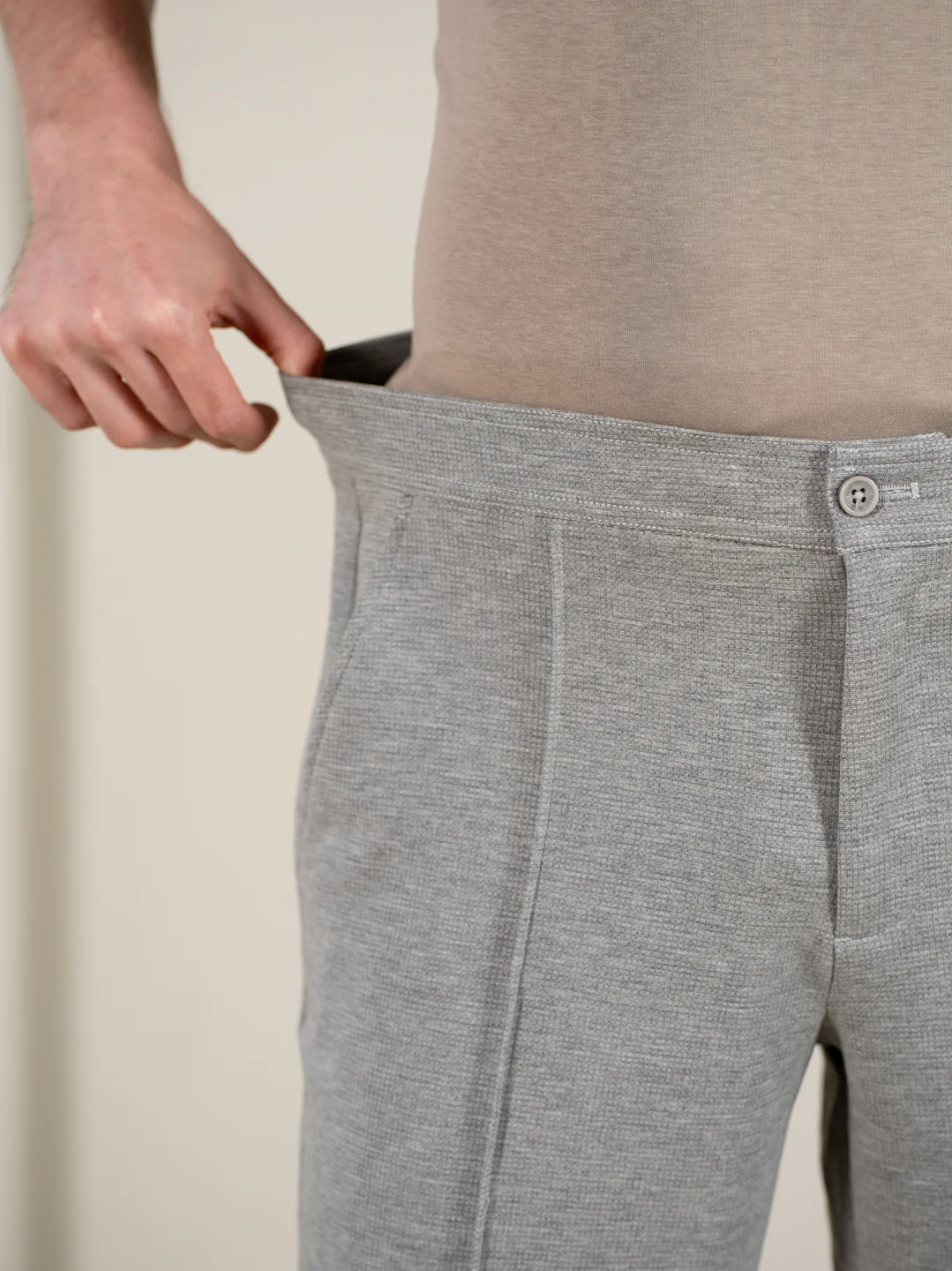 Tharn Grey Relaxed Fit Power Stretch Korean Pintuck Pants - Image 5