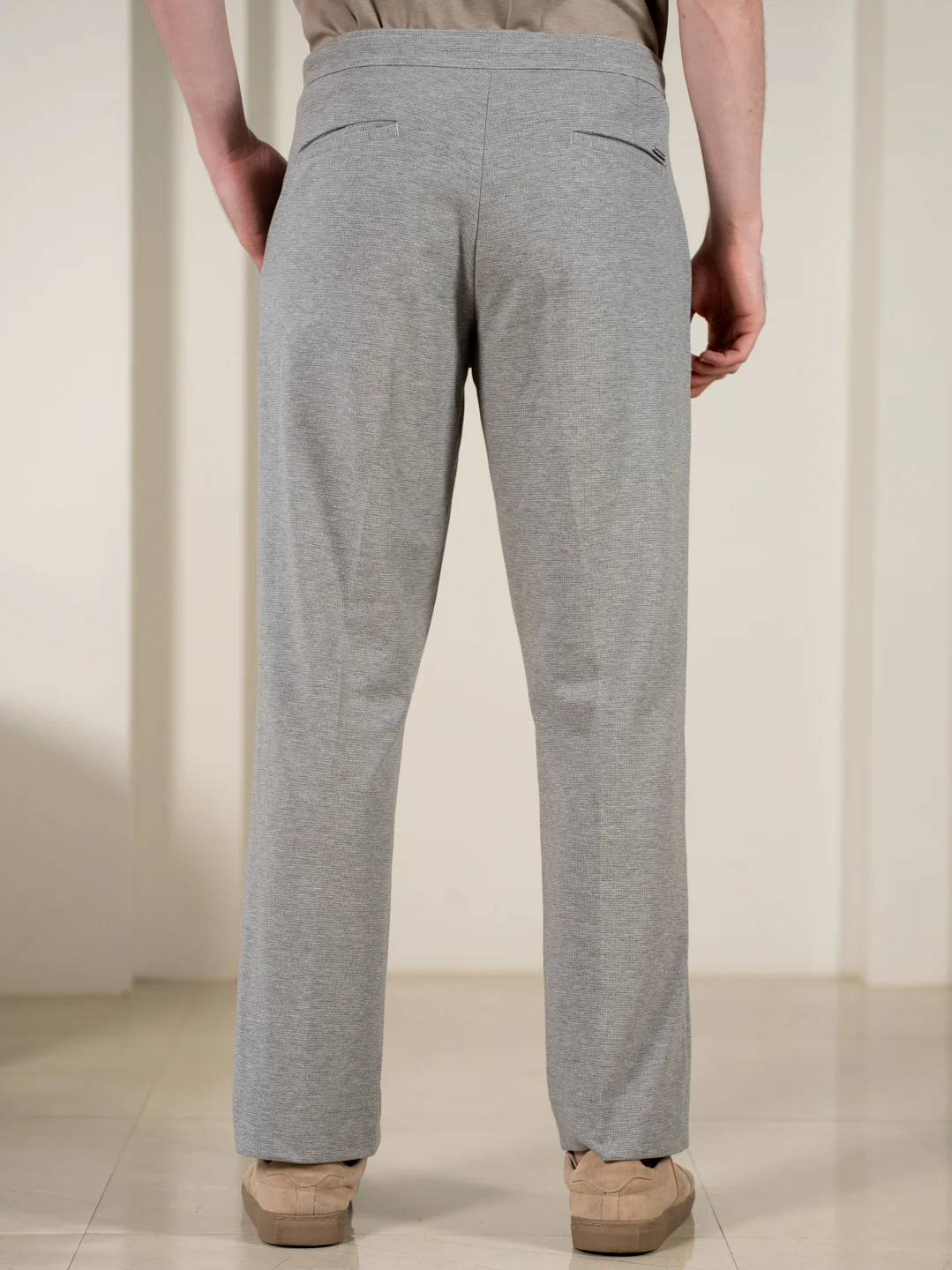 Tharn Grey Relaxed Fit Power Stretch Korean Pintuck Pants - Image 6