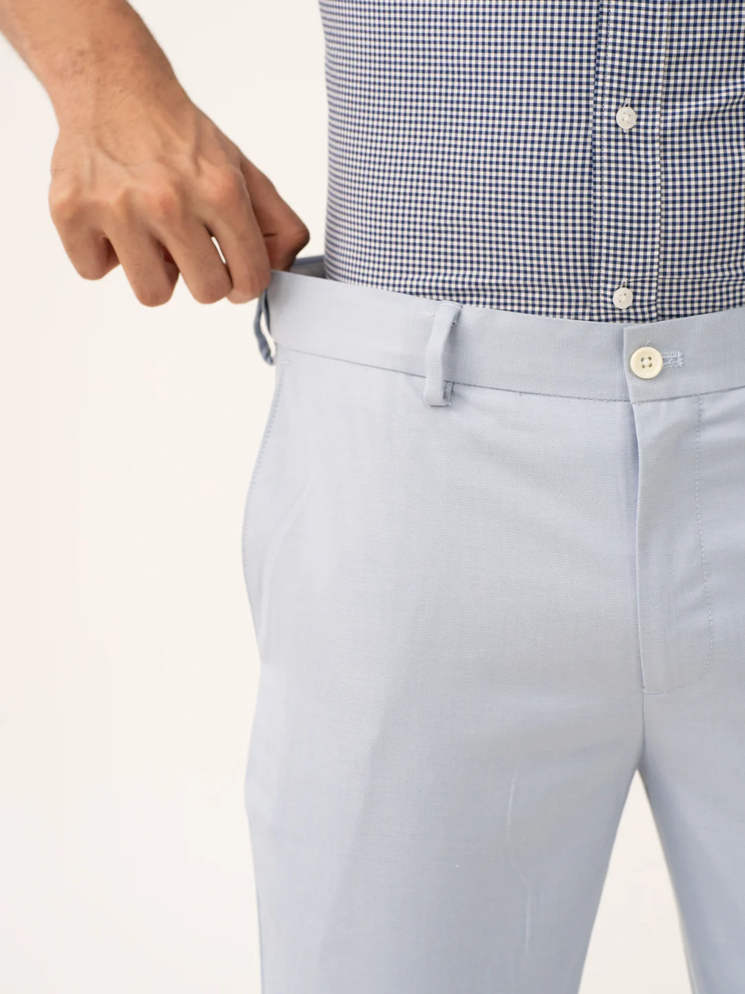 Theo Blue Twill Stretch Formal Pants - Image 11