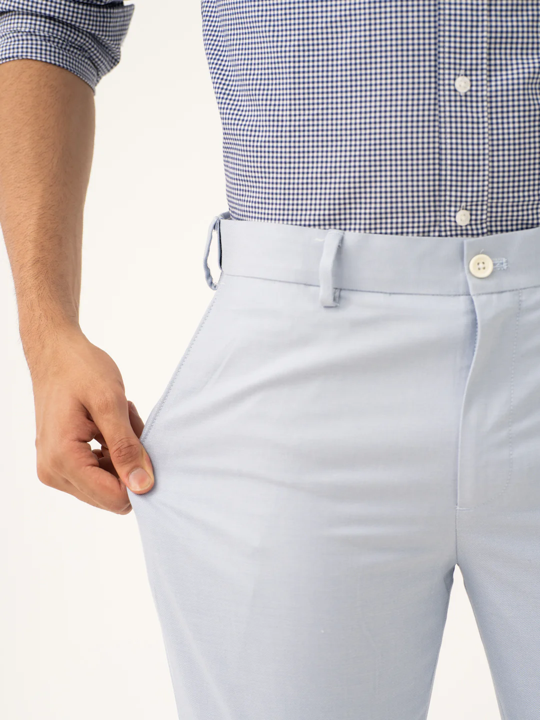 Theo Blue Twill Stretch Formal Pants - Image 4