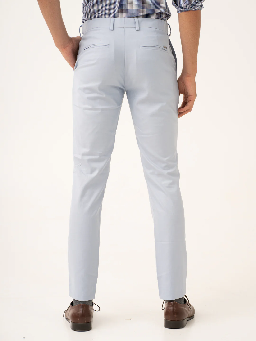 Theo Blue Twill Stretch Formal Pants - Image 5