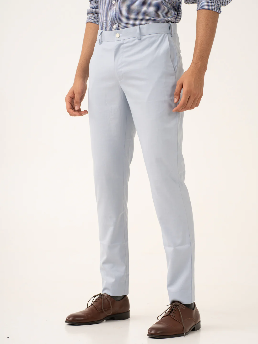 Theo Blue Twill Stretch Formal Pants - Image 6