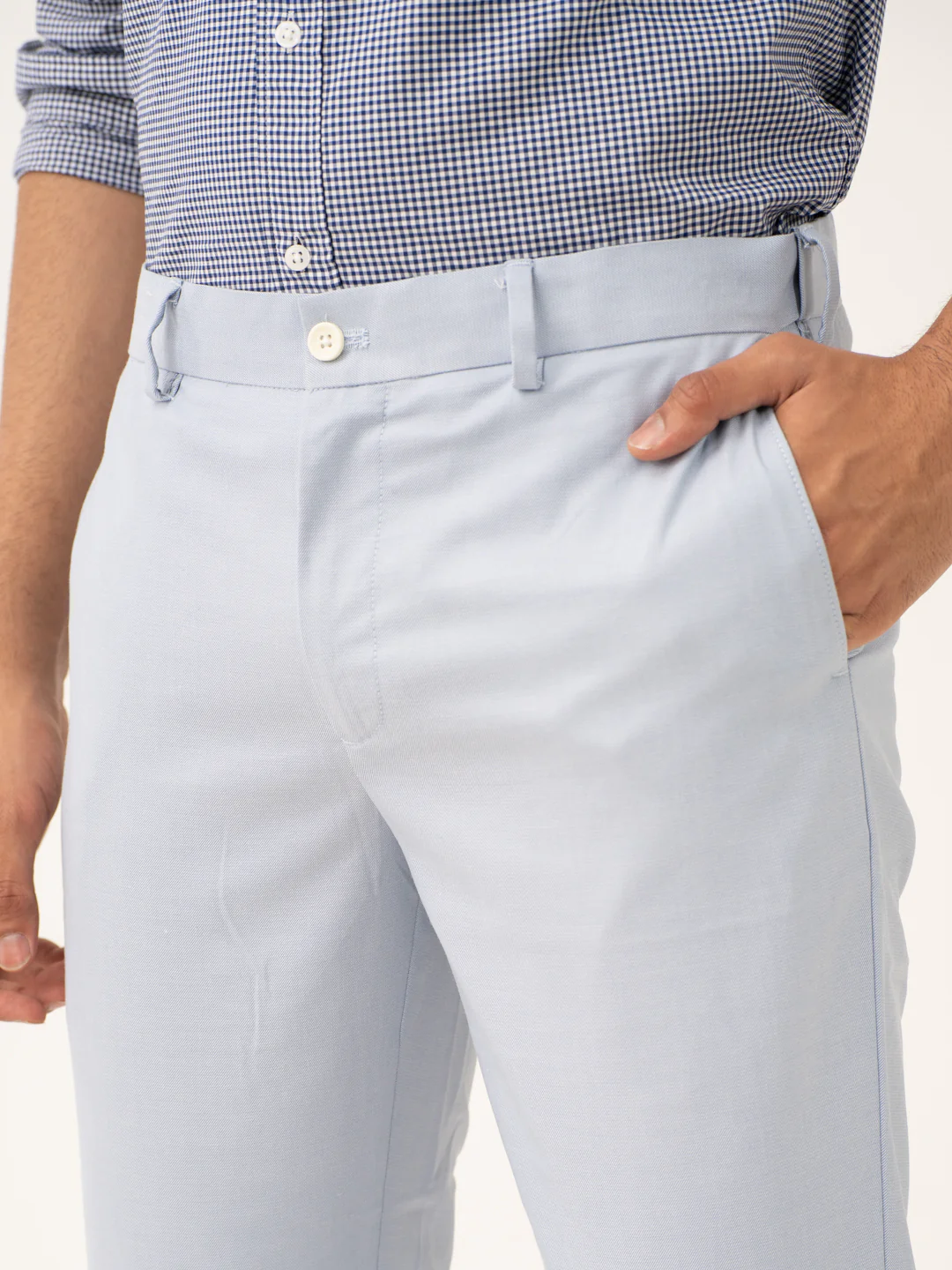 Theo Blue Twill Stretch Formal Pants - Image 7