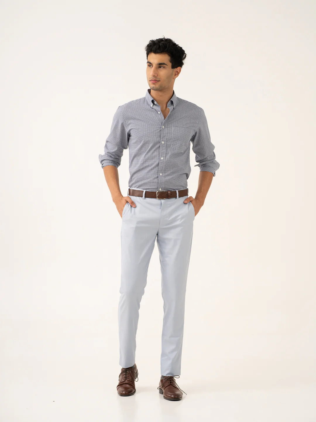 Theo Blue Twill Stretch Formal Pants - Image 8