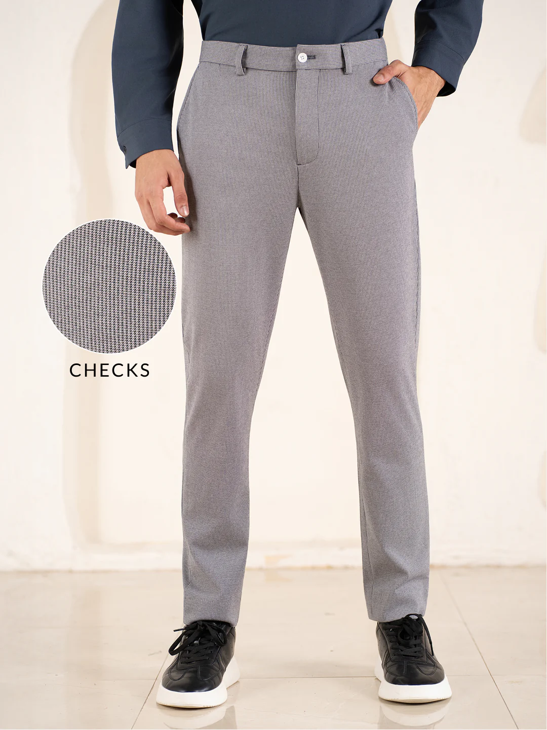 Theory Black Houndstooth Slim Fit Power Stretch Pants - Image 2