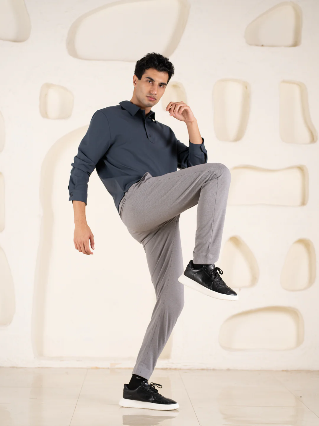 Theory Black Houndstooth Slim Fit Power Stretch Pants - Image 3