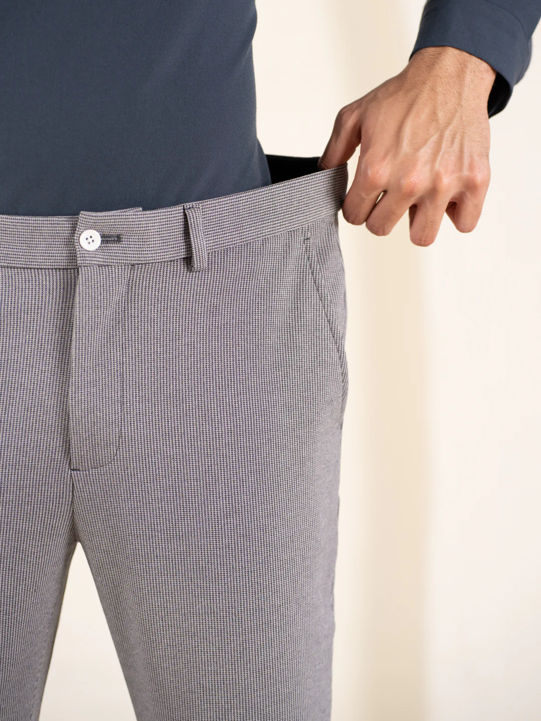 Theory Black Houndstooth Slim Fit Power Stretch Pants - Image 4
