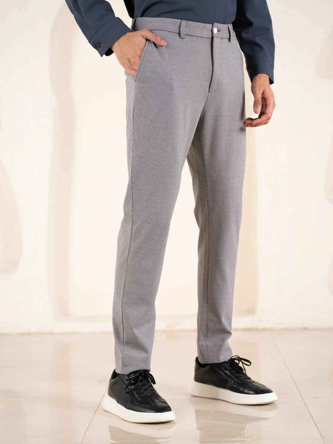 Theory Black Houndstooth Slim Fit Power Stretch Pants - Image 6