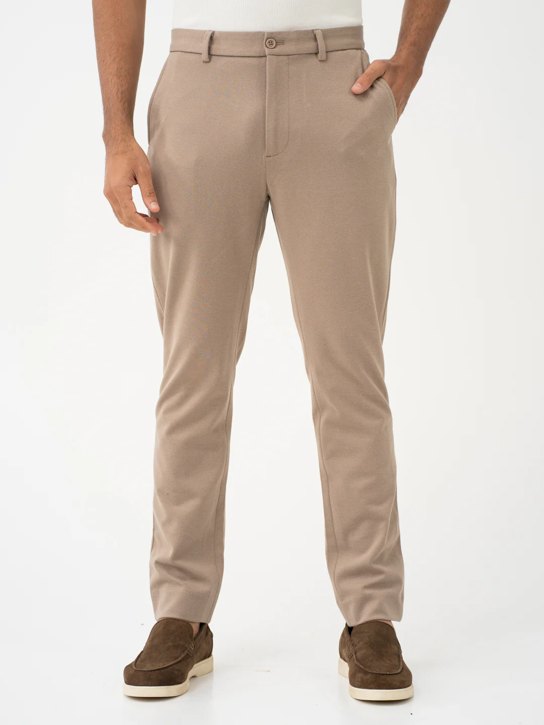 Thistle Beige Twill Slim Fit Power Stretch Pants - Image 2