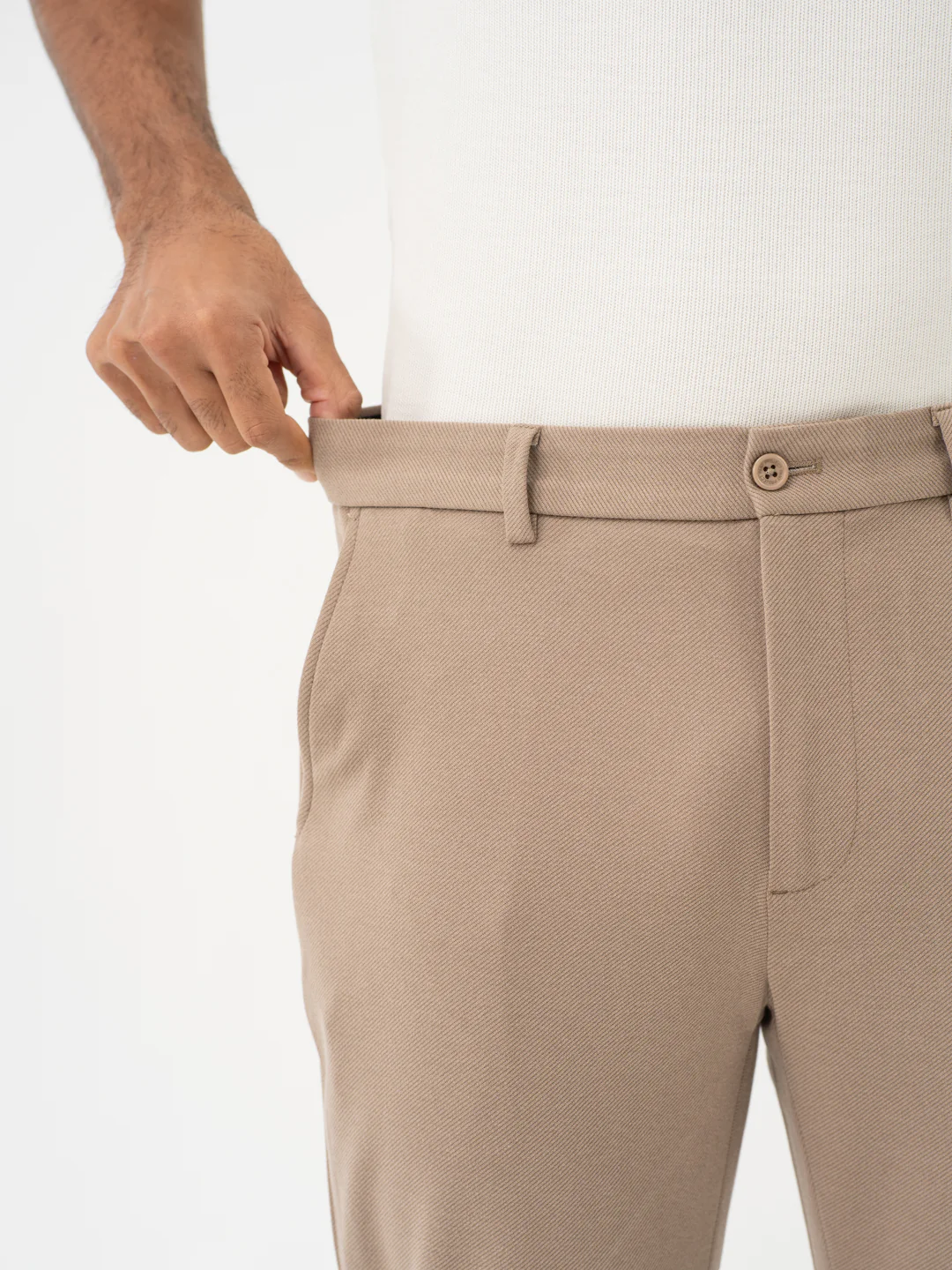 Thistle Beige Twill Slim Fit Power Stretch Pants - Image 5