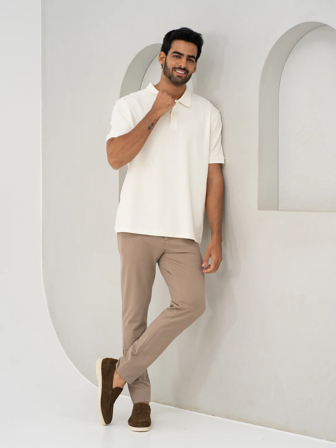 Thistle Beige Twill Slim Fit Power Stretch Pants - Image 6
