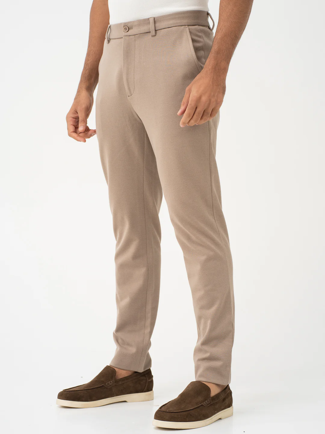 Thistle Beige Twill Slim Fit Power Stretch Pants - Image 8