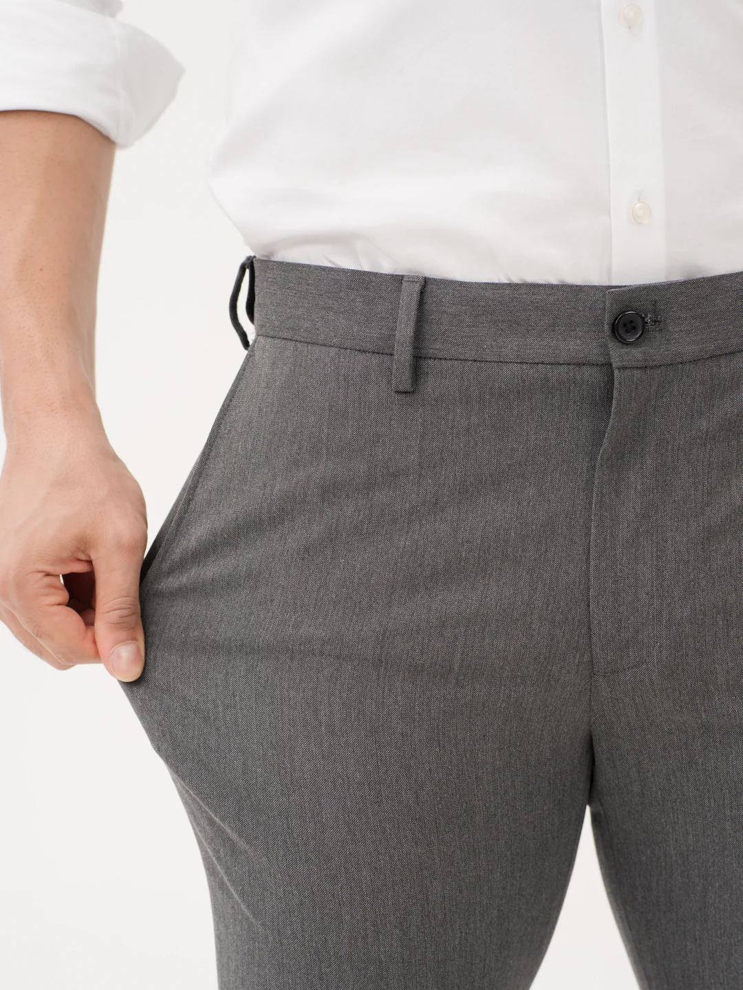 Thorne Grey Luxury Twill Relaxed Fit Stretch Formal Pants - Image 3