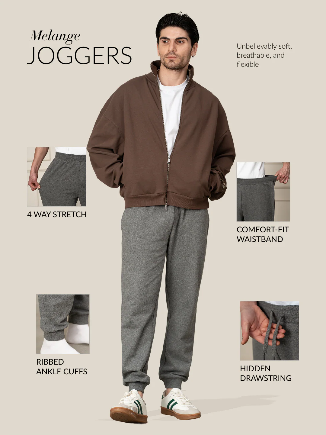 Thorne Grey Tapered Fit Joggers - Image 2