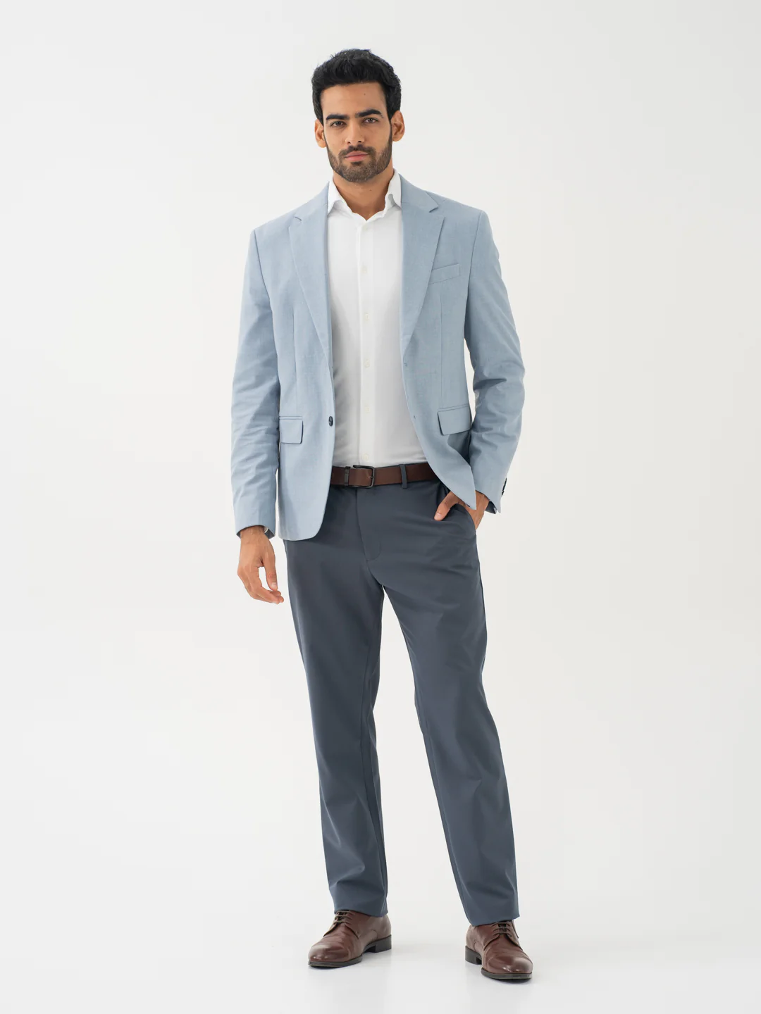 Thunder Grey Water Repellent Relaxed Fit Stretch Formal Pants - Image 2