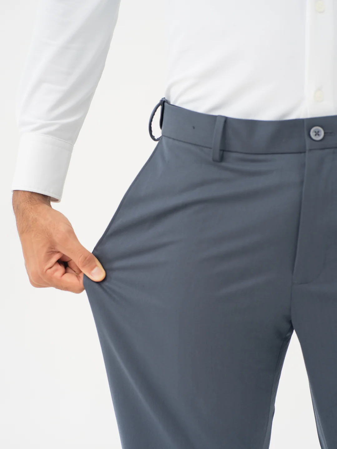 Thunder Grey Water Repellent Relaxed Fit Stretch Formal Pants - Image 4