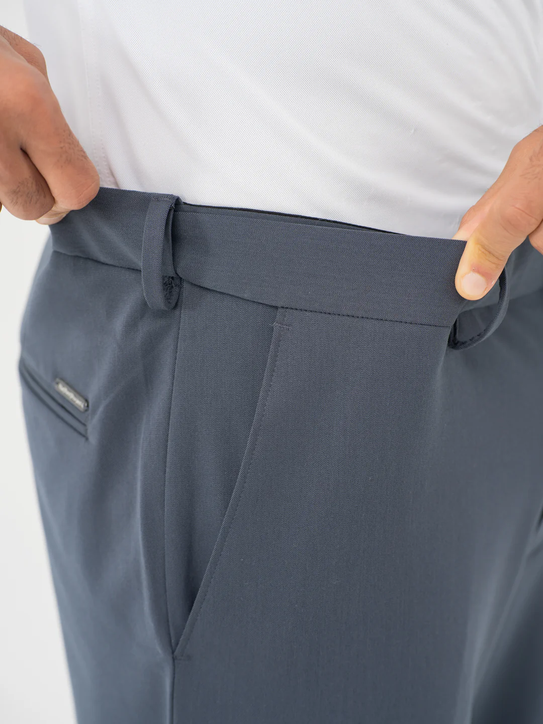 Thunder Grey Water Repellent Relaxed Fit Stretch Formal Pants - Image 5