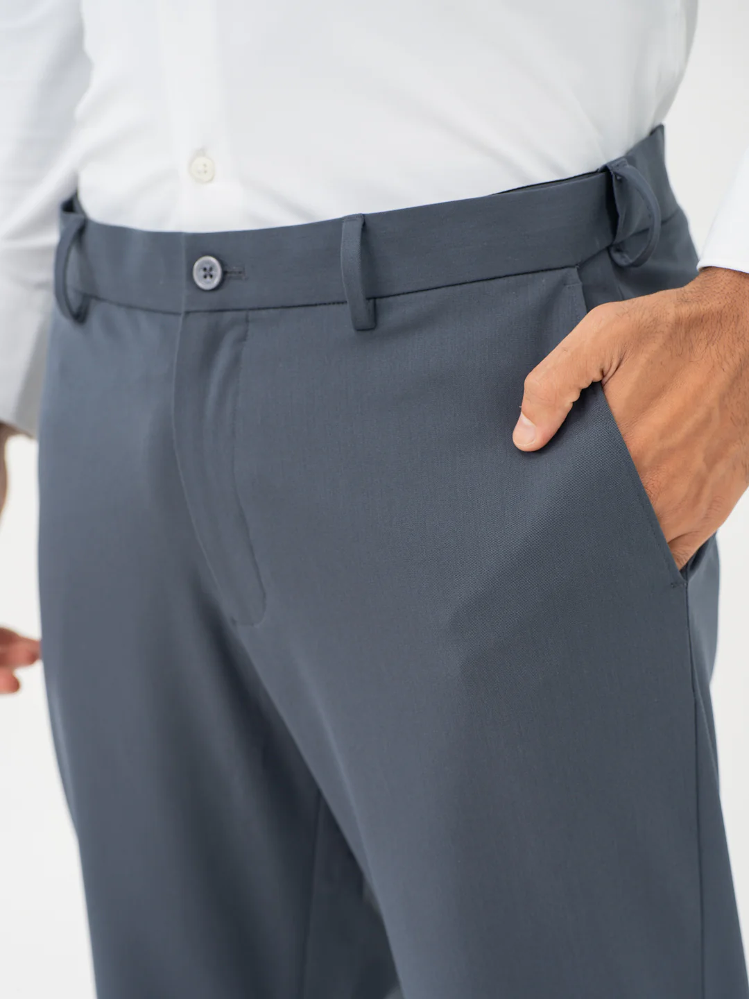 Thunder Grey Water Repellent Relaxed Fit Stretch Formal Pants - Image 7