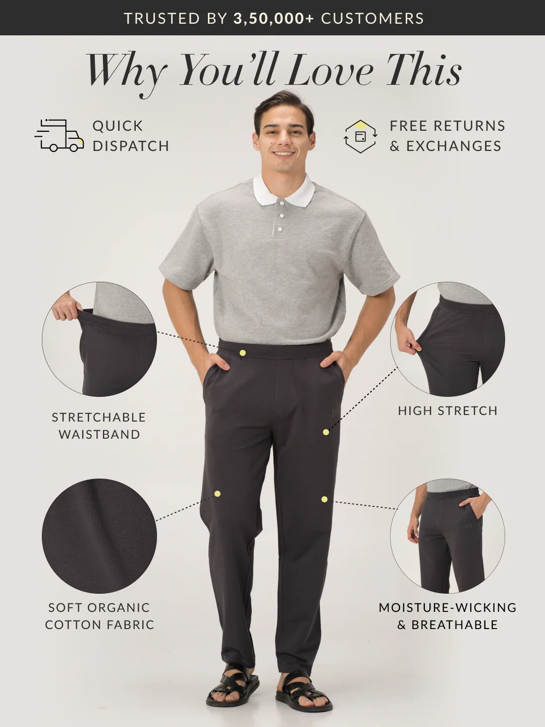 Thunderstorm Grey Cotton Sweatpants - Image 2