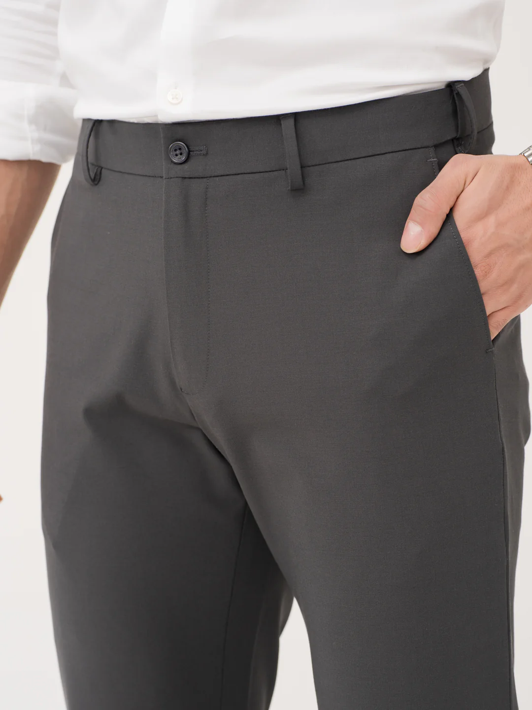 Timeless Grey Relaxed Fit Stretch Formal Pants - Image 10