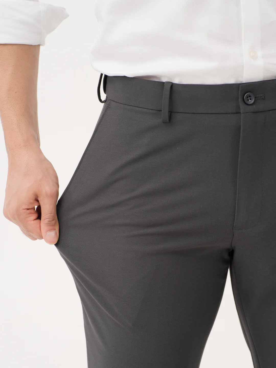 Timeless Grey Relaxed Fit Stretch Formal Pants - Image 4