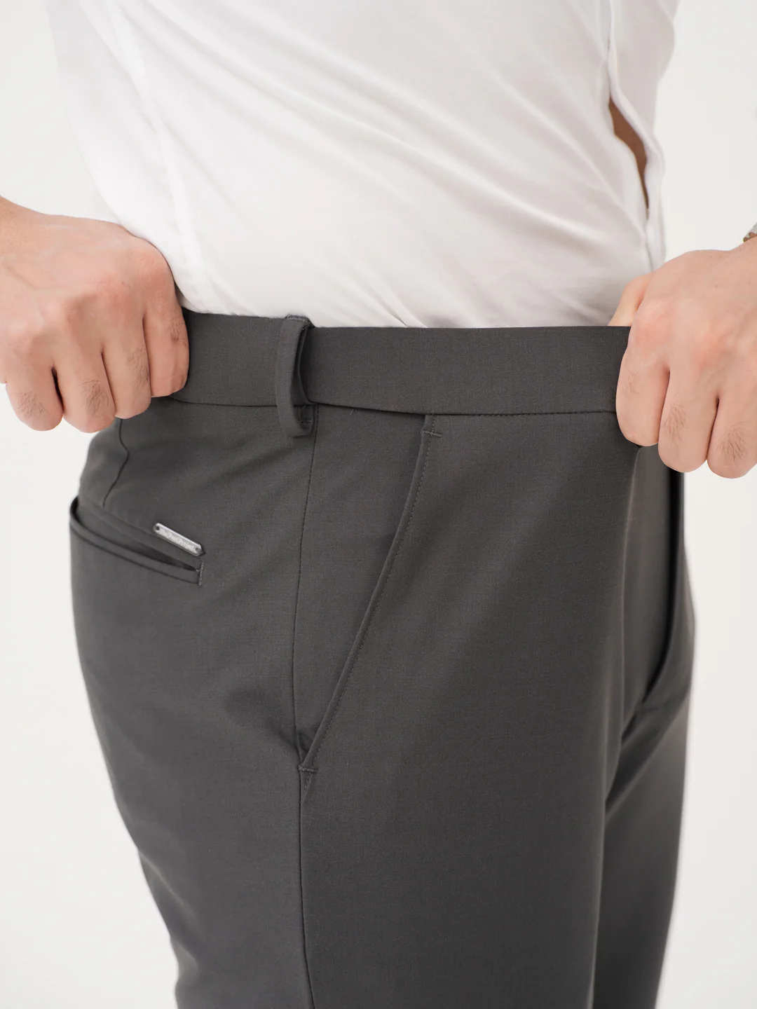 Timeless Grey Relaxed Fit Stretch Formal Pants - Image 5