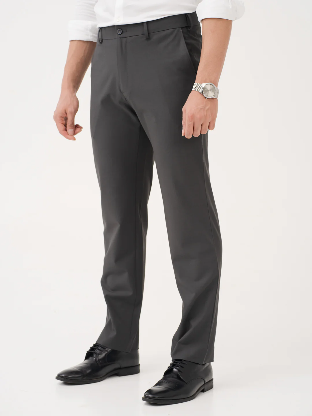 Timeless Grey Relaxed Fit Stretch Formal Pants - Image 6