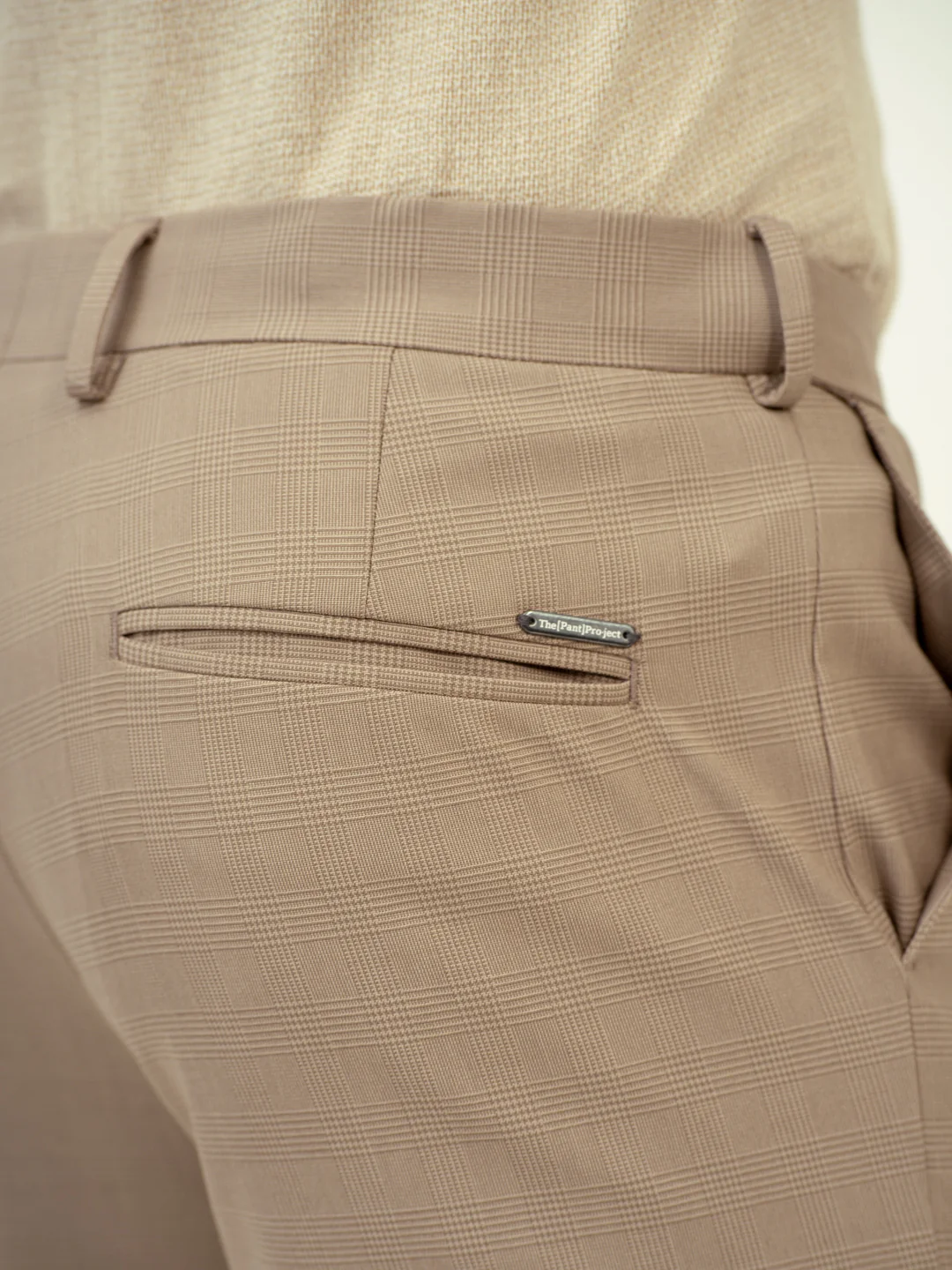 Tiramisu Beige Checks Stretch Formal Pants - Image 5