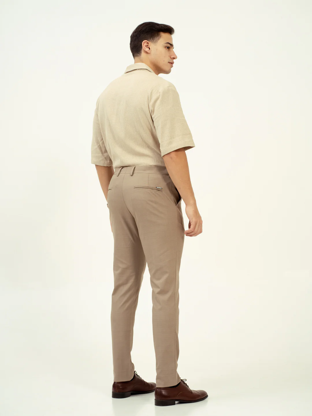 Tiramisu Beige Checks Stretch Formal Pants - Image 8