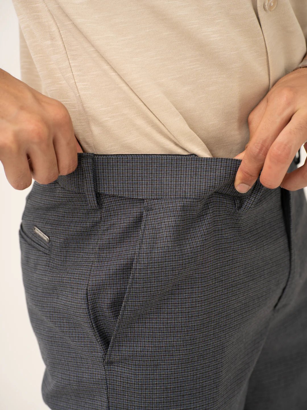 Titan Grey Houndstooth Stretch Formal Pants - Image 3