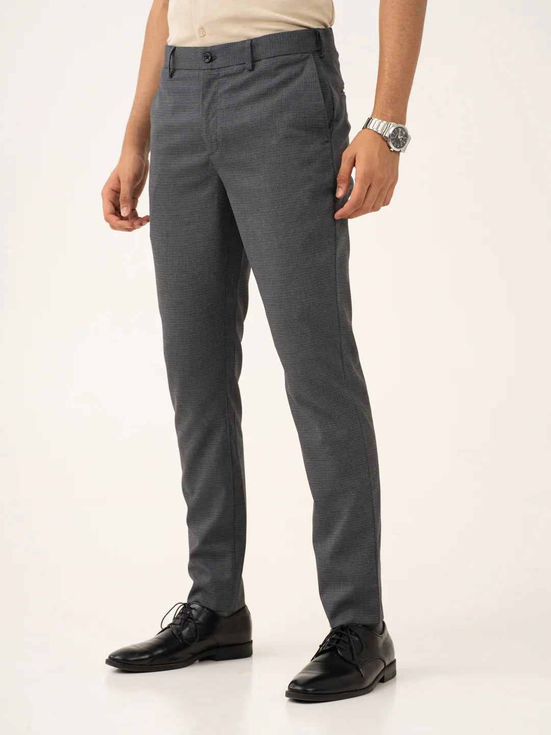 Titan Grey Houndstooth Stretch Formal Pants - Image 6
