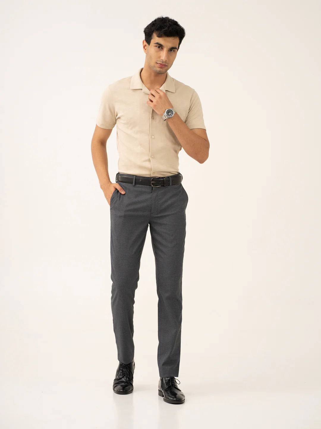 Titan Grey Houndstooth Stretch Formal Pants - Image 8