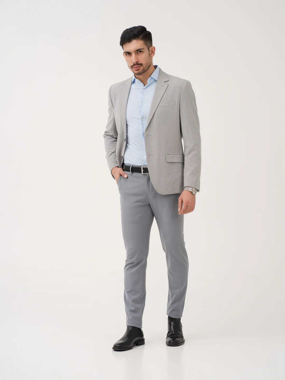 Titanium Grey Twill Luxury Stretch Pants - Image 2