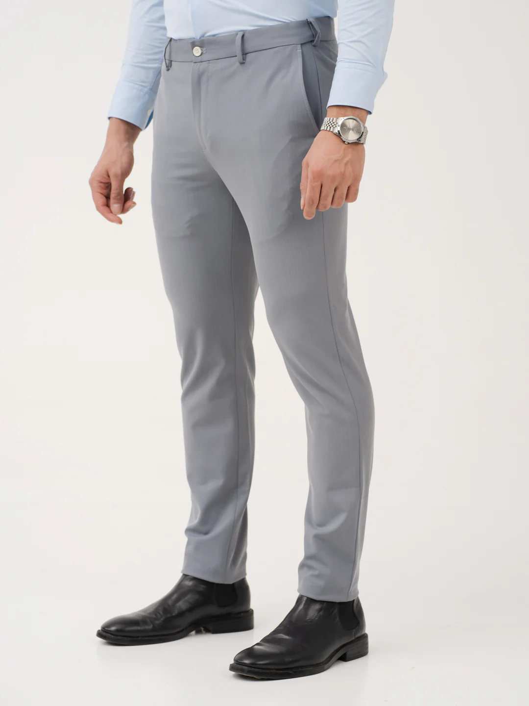Titanium Grey Twill Luxury Stretch Pants - Image 3