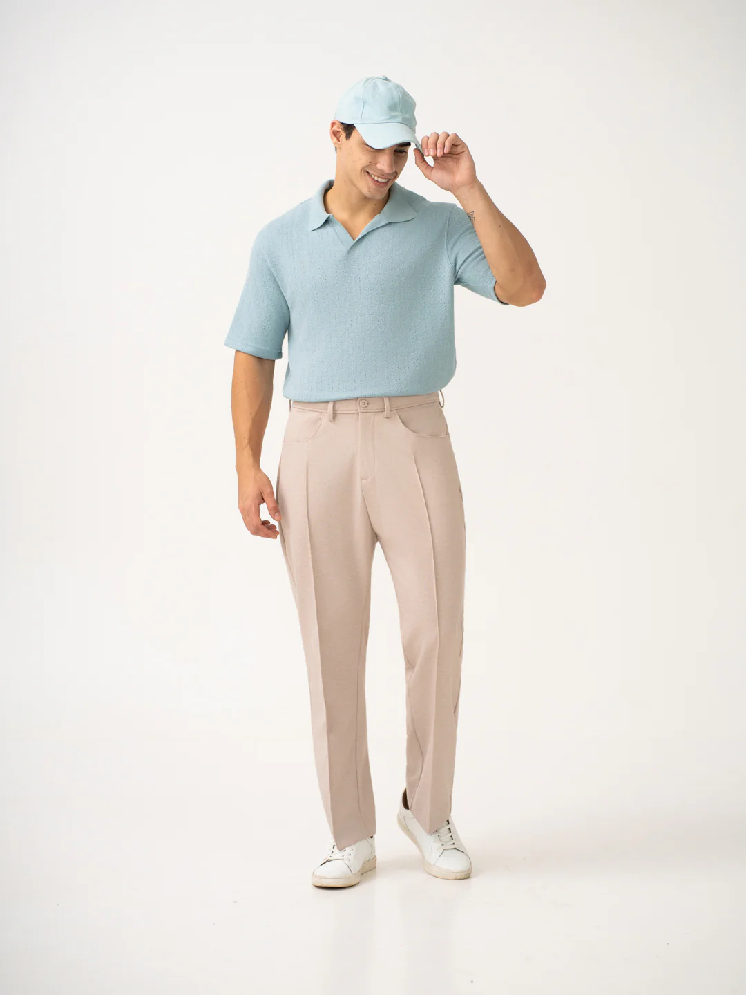Tofu Beige Relaxed Fit Korean Pintuck Pants