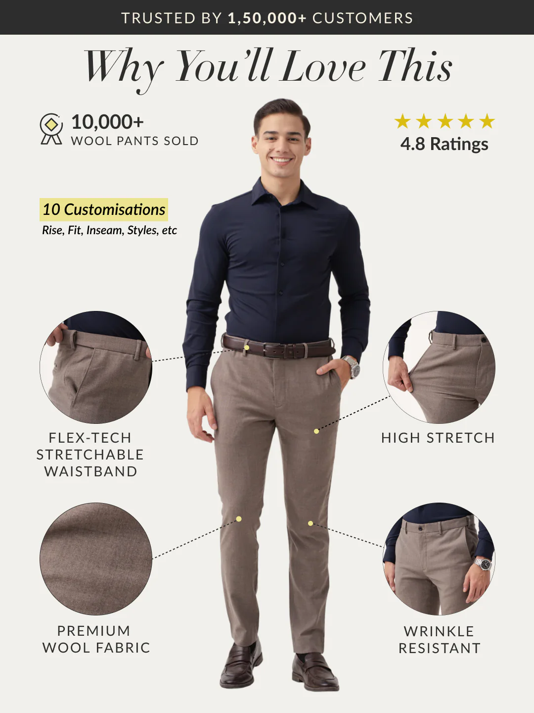 Tortona Brown Merino Wool Pants - Image 4