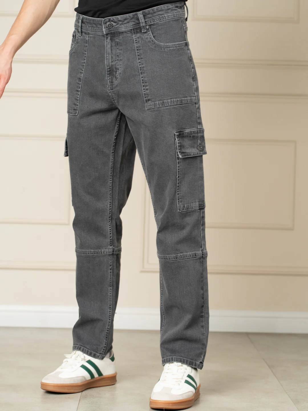 Trail Grey Relaxed Fit Denim Cargos - Image 10