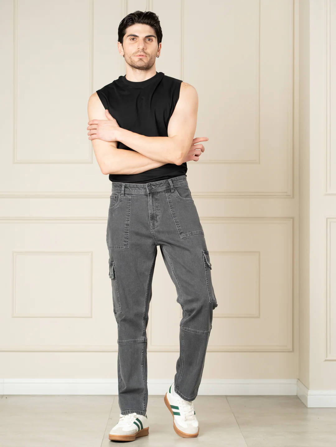 Trail Grey Relaxed Fit Denim Cargos - Image 2