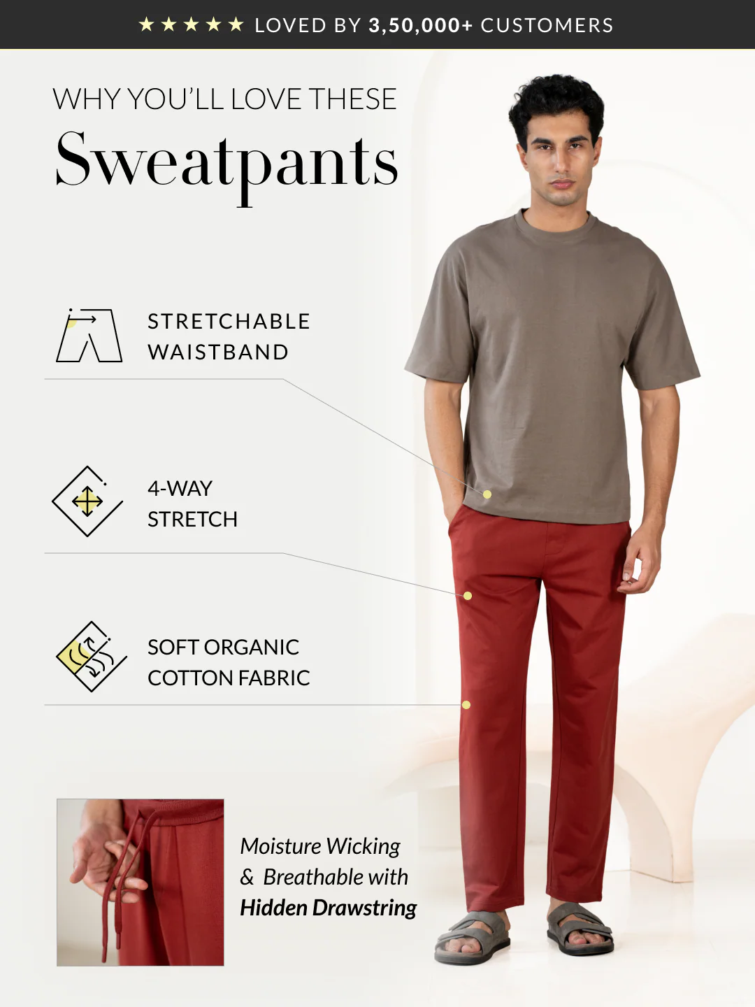 Trail Red Cotton Sweatpants - Image 2