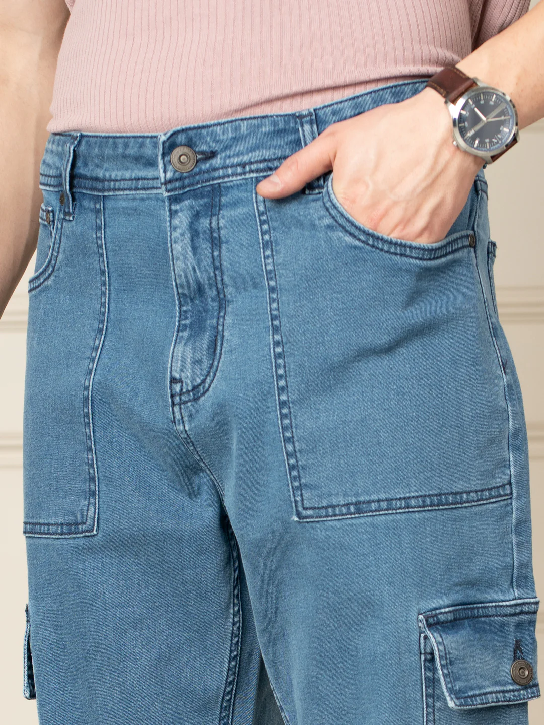 Trek Blue Relaxed Fit Denim Cargos - Image 5