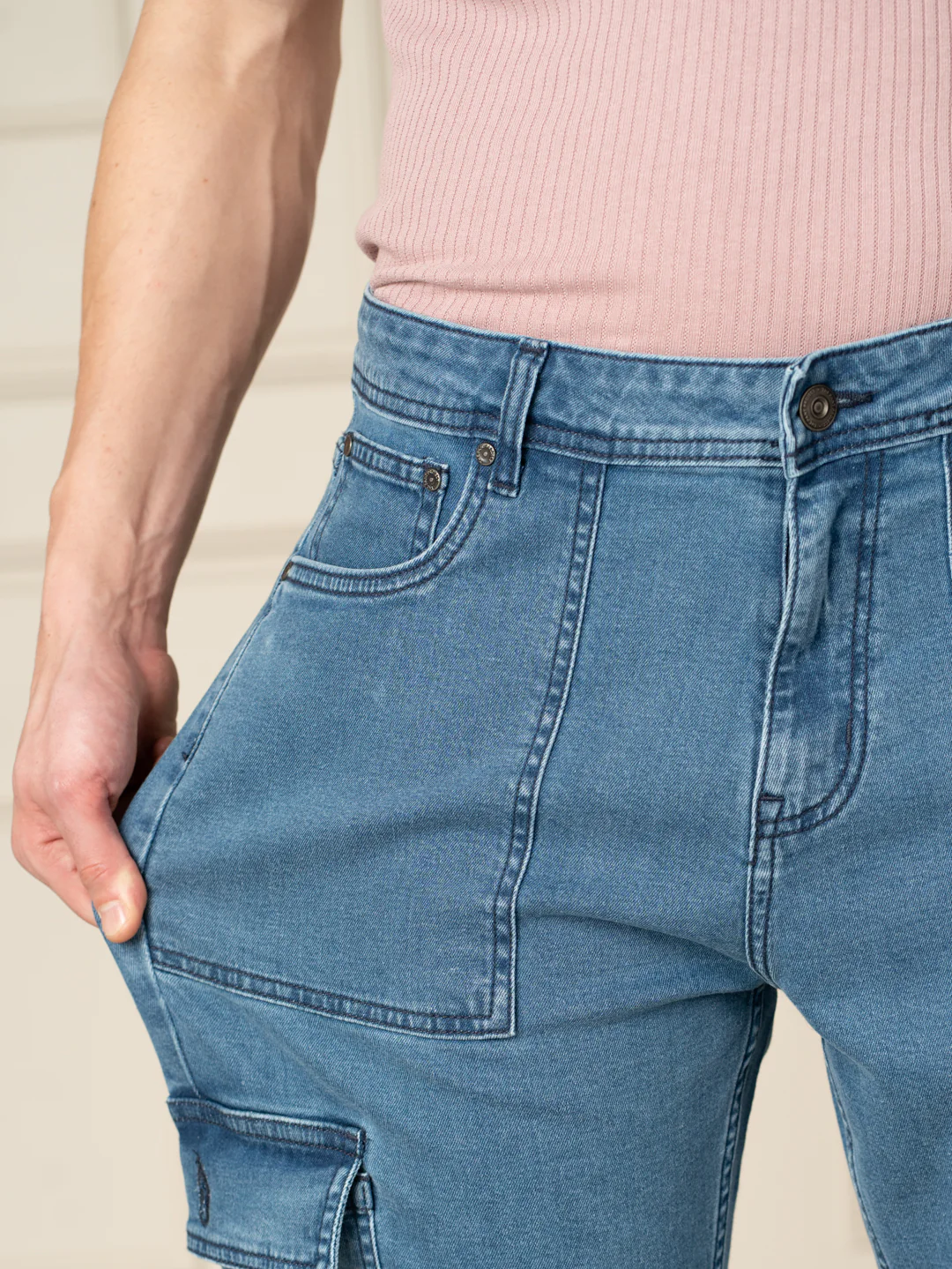 Trek Blue Relaxed Fit Denim Cargos - Image 7