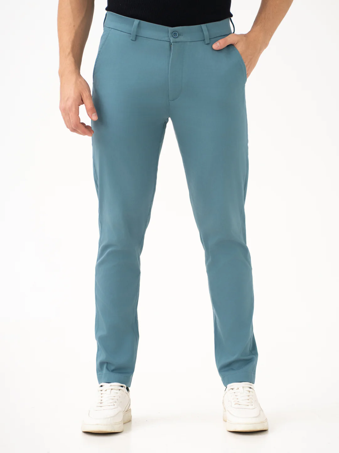 Tropical Turquoise Slim Fit Stretch Chinos - Image 2
