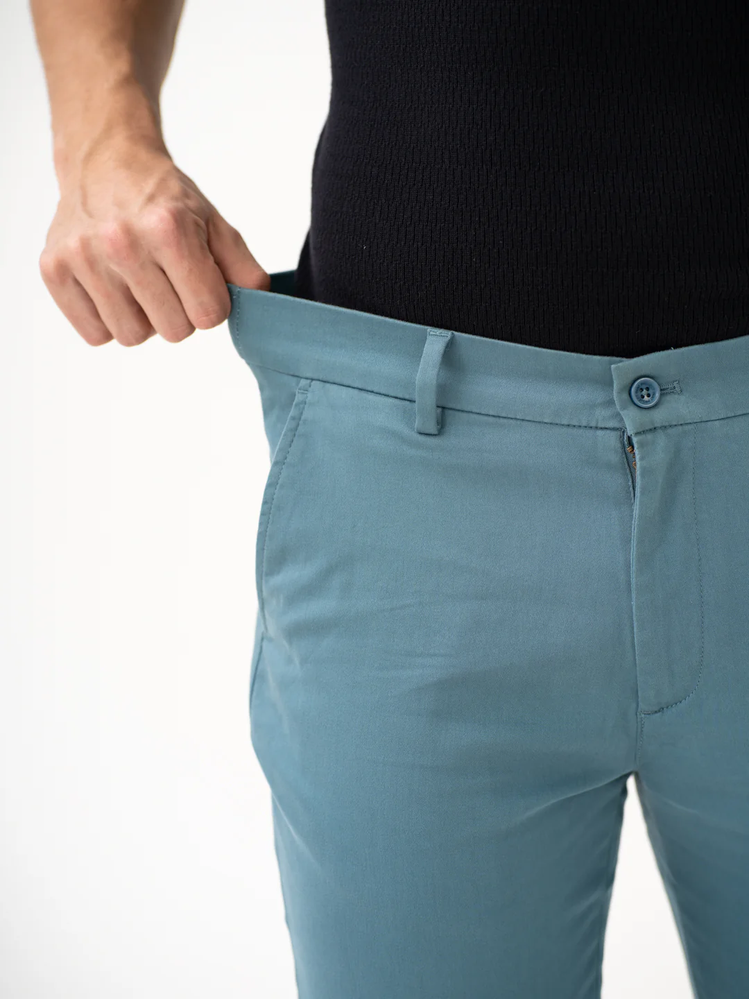Tropical Turquoise Slim Fit Stretch Chinos - Image 4