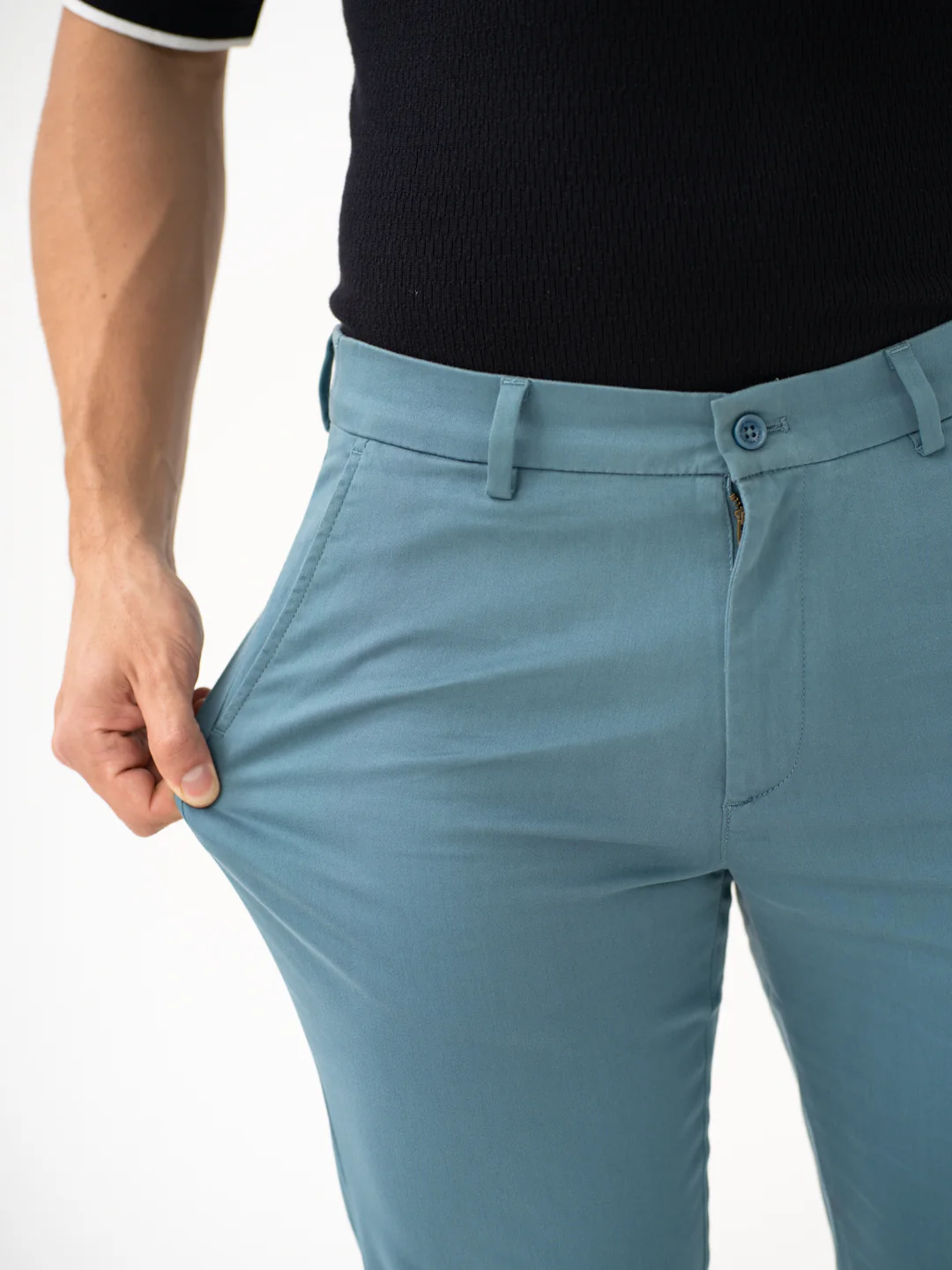 Tropical Turquoise Slim Fit Stretch Chinos - Image 5