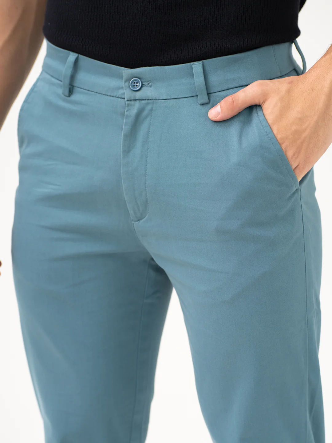 Tropical Turquoise Slim Fit Stretch Chinos - Image 8