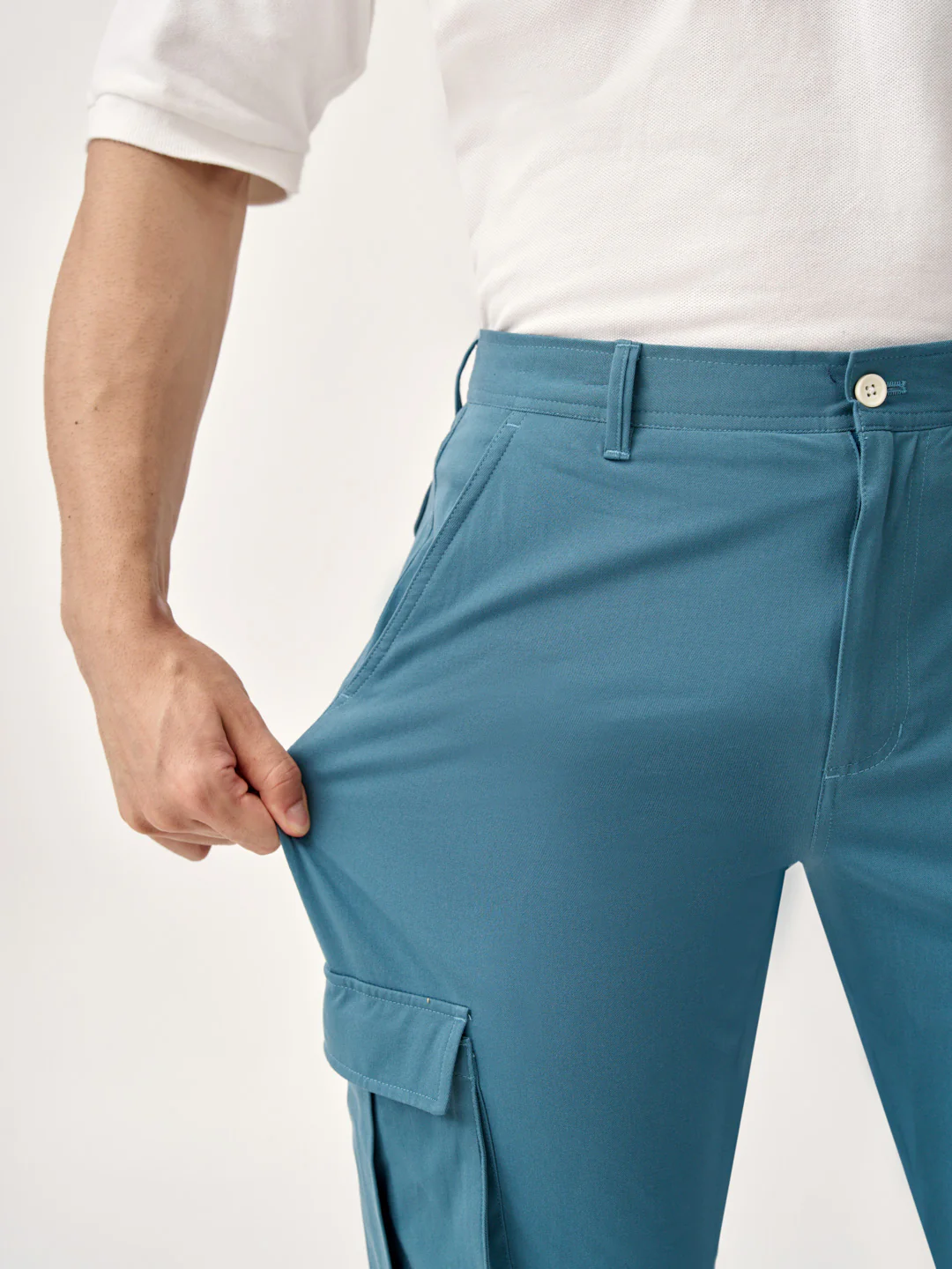 Tulum Turquoise Stretch Cargo Pants - Image 3
