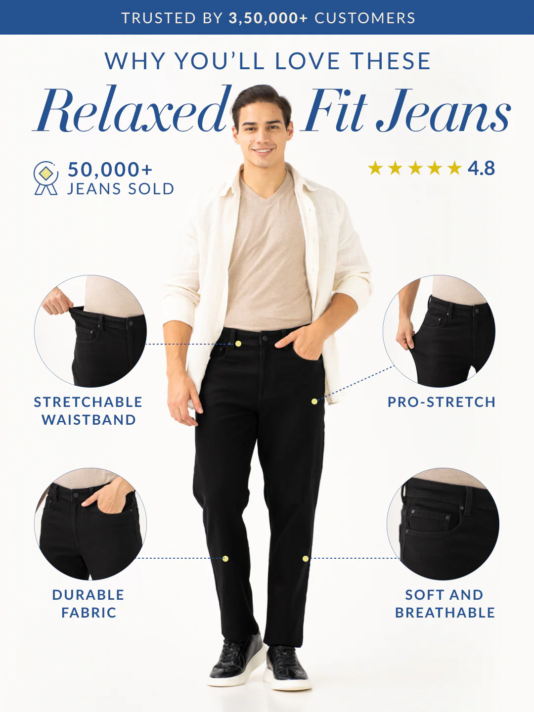 Twilight Black Relaxed Fit Pro-Stretch Jeans - Image 3