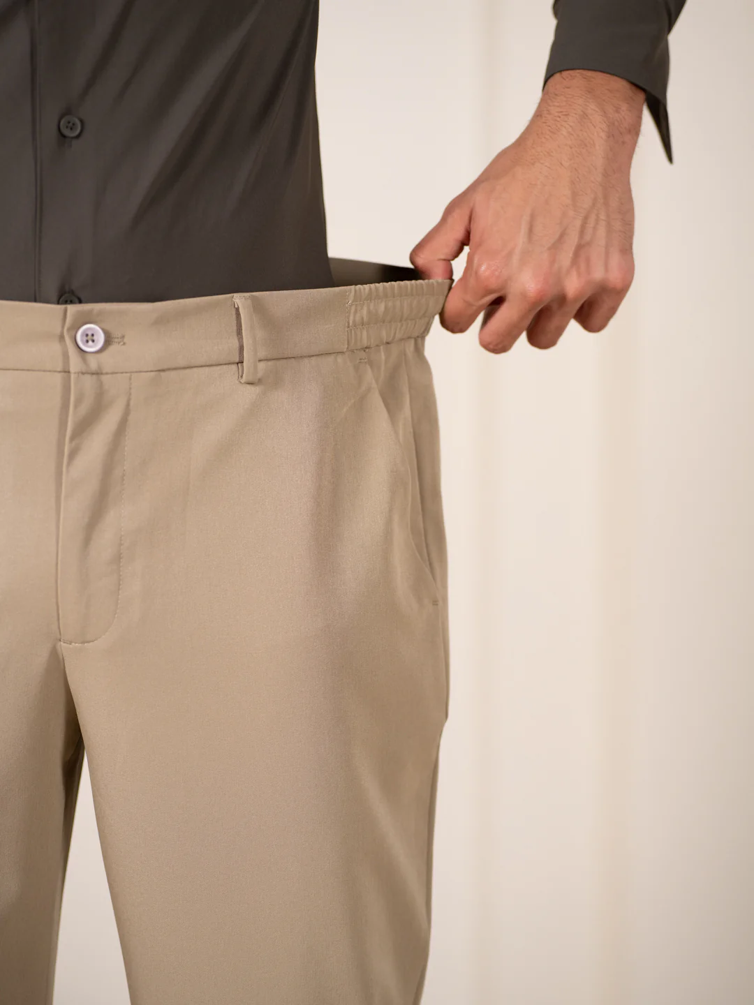 Uncommon Beige 247 Relaxed Fit Smart Formal Trousers - Image 4