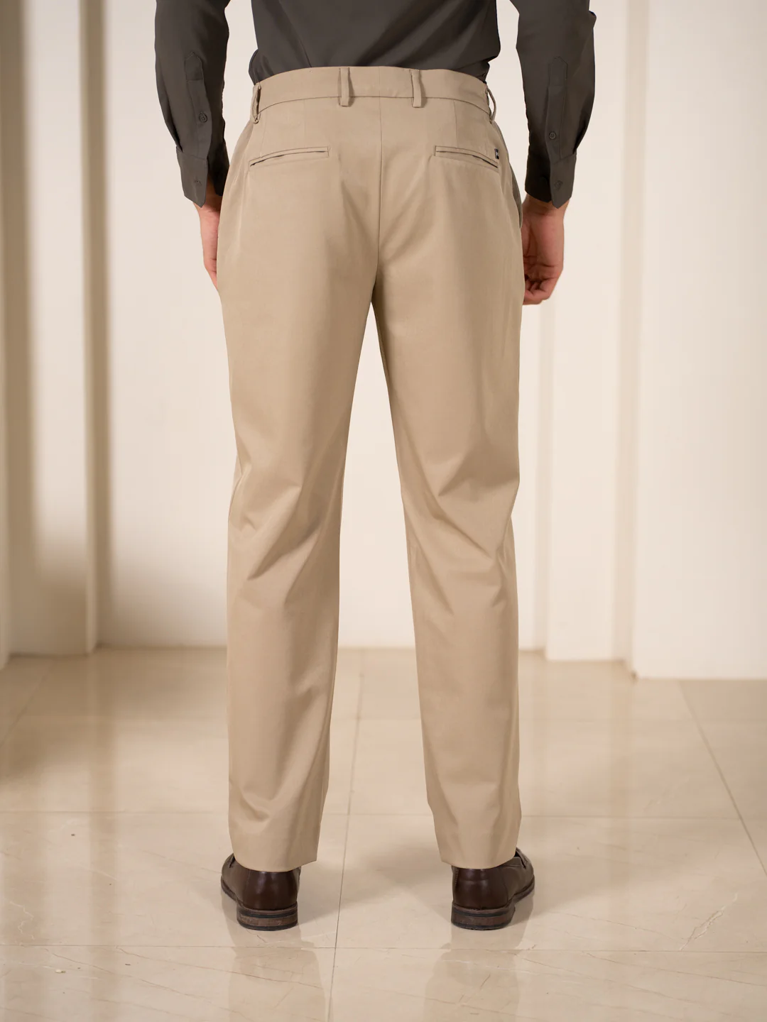 Uncommon Beige 247 Relaxed Fit Smart Formal Trousers - Image 5